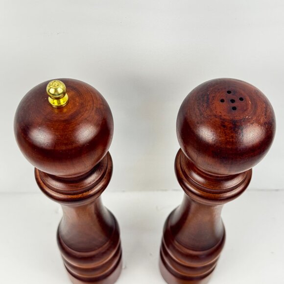 SMC Salt Shaker & Pepper Mill Grinder set 11" Vintage Walnut Brown Wood New Box - Picture 3 of 11